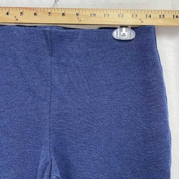 Talbots Montauk Knit Mid-Rise Pull-On Flare Capri Leg Pants Women 6 Blue Stretch - Picture 2 of 12